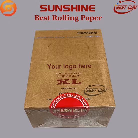 Fabbrica di carta da rotolamento di colore marrone non sbiancata OEM Superking Size 12.5GSM