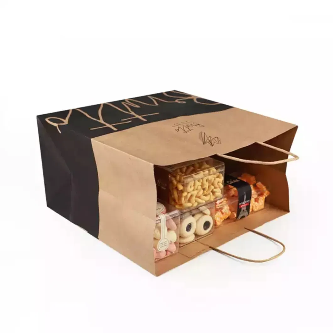 FDA/EU Free Sample Bespoke 100% Recycled Cheap Kraft Paper Restaurant Gift Grocery Carry Bag